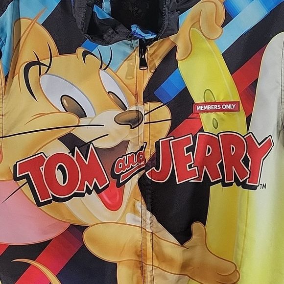 MEMBERS ONLY - TOM AND JERRY Full ZIP HOODIE WINDBREAKER Mens Medium Jacket - Picture 4 of 7